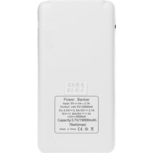 Dual USB QC 3.0 6x 18650 Battery DIY Power Bank Box With LED Light DC 9V 12V Charger for iphone Cell Phone Tablet