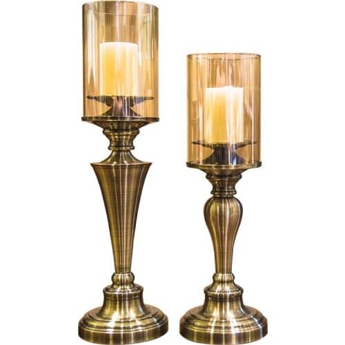 Europe Candle Holders Glass Decor Luxury Vintage Candlestick Holder Lantern Suporte Velas Dining Table Centerpieces XX50CH