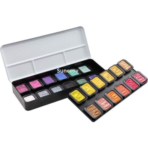 Finetec, Artist Pearlescent, F2400, Watercolor Paint, Assorted Pearlescent Colors - 24 Color Set