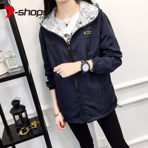 AECU Women Jacket Coats Wear On Both Sides Spring Autumn Coat Female High Quality Casual Cute Color Hooded Jacket Outerwear