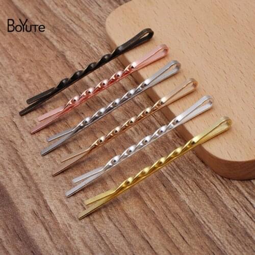 BoYuTe (50 Pieces/Lot) 55*2MM Metal Iron Twisted Clip Diy Hair Accessories Hairpin Materials Wholesale