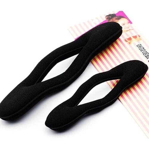 Multi Size Sponge Black Hair Styling Donut Bun Curler Maker Ring Magic Foam Donut Twist Tool Hair Clip 17cm and 22.5cm