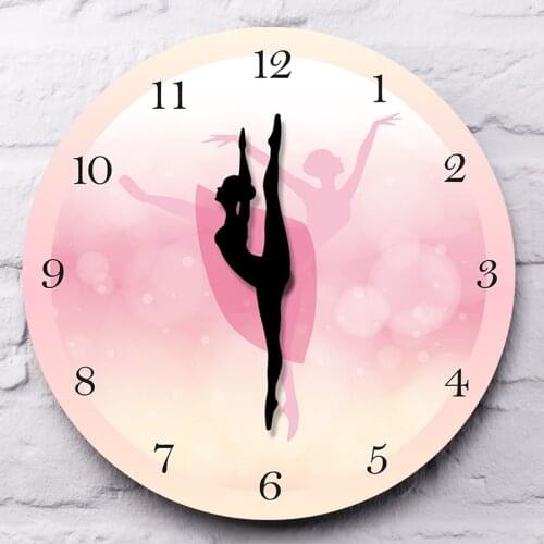 Fashion Simple Pink Dance Girl Wall Clock Ballet Girl Princess Bedroom Clock Living Room Home Decoration Clock