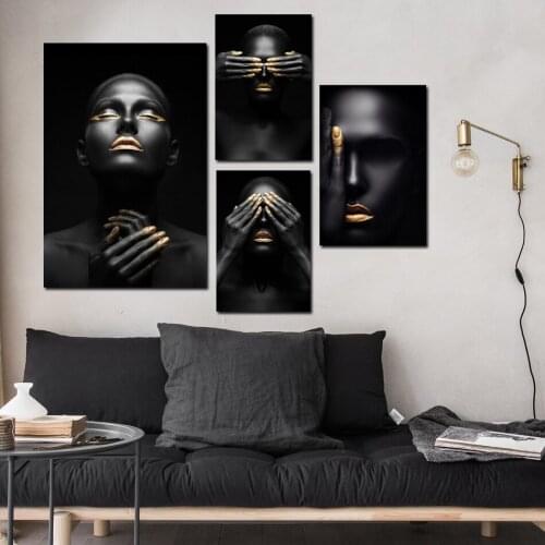 Prayer Black Makeup Girl Vintage Scroll Canvas Painting Frame Art Posters and Prints Poster Modern Wall Picture for Living Room