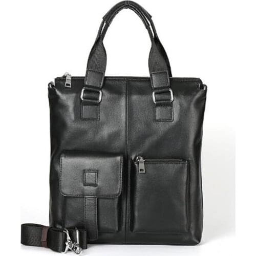 2020 Men Handbags Male Portable Bag Genuine Leather Men Shoulder Messenger Bags Document Cowhide Leather Vertical Style Business