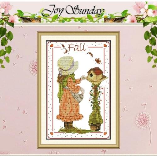 Girl Feed the birds Patterns Counted Cross Stitch 11CT 14CT Cross Stitch Set Wholesale Cross-stitch Kit Embroidery Needlework
