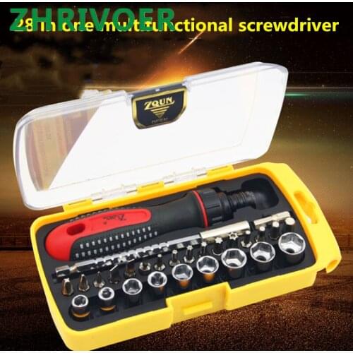 28 in 1 multi-functional home computer disassembly and repair tool sleeve screwdriver combination ratchet screwdriver set