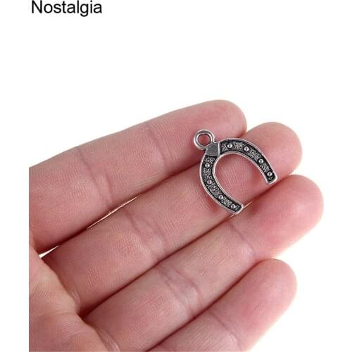 Nostalgia 20Pcs Horseshoe Good Luck Charms Lucky Zinc Alloy Vintage Pendant Animal Jewelry 18*18MM