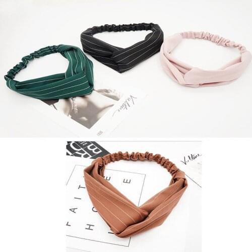 New Style Elastic Headbands Retro Cross Floral Turban Girls Flower Hairbands Striped Hair Accessories For Women Hair Band