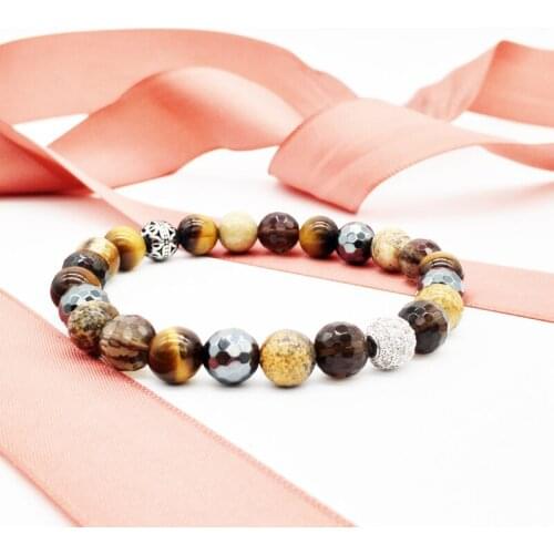 Wholesale Mixed natural stone beads metal bracelet zircon stainless steel bracelet for jewelry 50pcs/lot+free shipping