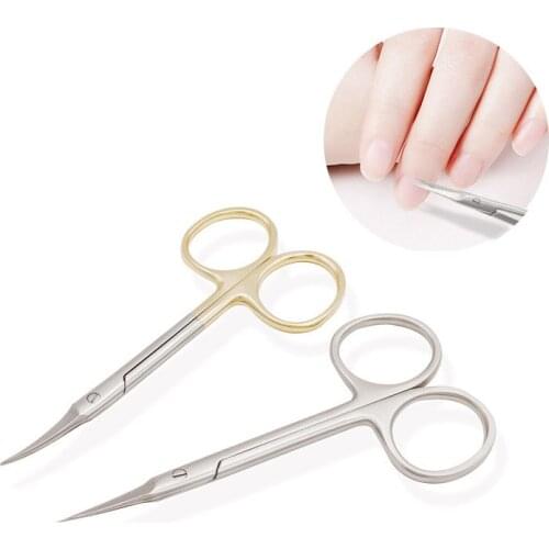 Professional Nail Scissor Cuticle Regrowth Cut Curved Tip Manicure Pedicure Scissors Dead Skin Remover Eyebrow Eyelash Trimmer