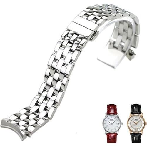 ISUNZUN Womens Watch Strap For MIDO Baroncelli M007 Watches Accessories 18mm Stainless Steel Watchbands for MIDO M007207A