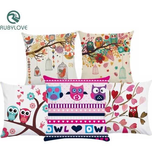 Cartoon Owl Short Plush Cushion Covers Sofa Cushion Cases Soft Cushion Decorative Pillows Pillow Cover Coussin