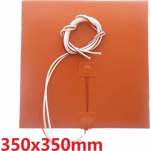 Silicone Rubber Heater 350x350mm 220v 1000w Silicone Heating Pad 3M Adhesive 100k Thermistor 1000mm Lead Wires