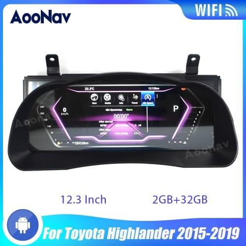 12.3 Inch LCD Android System Car Instrument Dashboard Display GPS Navigation For Toyota highlander 2015-2019 Head Unit