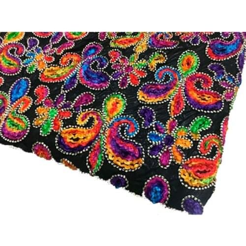 Customized fabrics for fine clothing, mesh lace, color wool embroidery, three-dimensional embroidery dress, shoe fabric