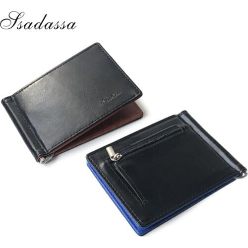 New arrival Slim Mens Leather Money Clip Wallet With Coin Pocket Bank Card Slots A Metal Clamp Cash Holder Purse For Man