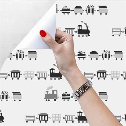 Little Train Empaistic Thickened Self-Adhesive Wallpaper for Room Decoration and Furniture Renovation Waterproof