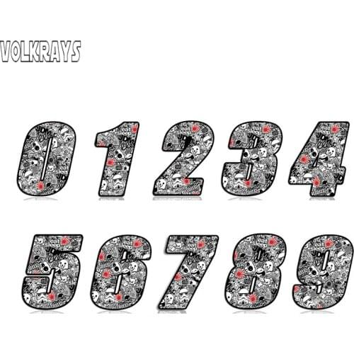 Volkrays Creative Car Sticker JDM Die Cut Racing Number Sticker for Car Motor Bike Truck Laptop Helmet PVC,15cm*15cm