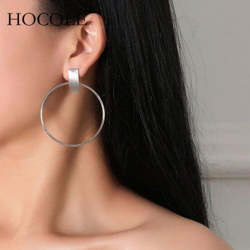 Simple Style Gold Silver Color Big Round Punk Circle Stud Earrings For Women Statement Minimalist Jewelry boucle d'oreille