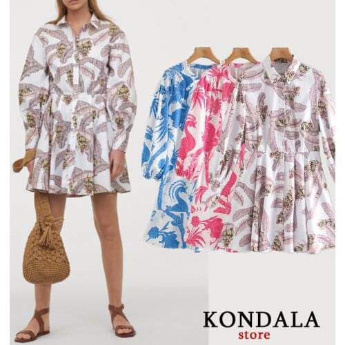 Women Dress Za 2020 Autumn Vintage Floral Print Mini Dress Long Sleeve Bow Tie Loose Dresses Female Elegant Vestidos Mujer