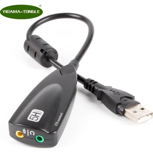 USB Sound Card 7.1 Channel Adapter 5HV2 3D Audio Headset Microphone 3.5mm For Laptop PC Professional Antimagnetic External 30cm