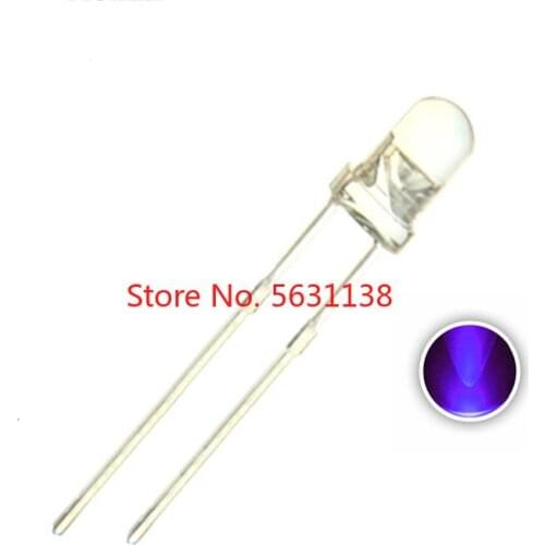 100PCS 5MM Purple UV Led Water Clear Ultraviolet 395nm 400nm Ultra Violet Purple Round Head LEDs chip Lamp Light Beads wholesale