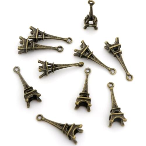 25pcs Eiffel Tower 3D Cute Necklace Earring Metal Charm for Jewelry Bracelet Making Accessoreis