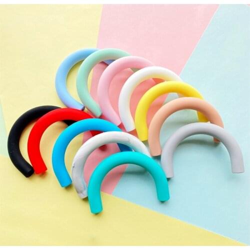 3PCS Silicone U Tube Teether Beads DIY Baby Nursing Chewing Mommy Jewelry Pendant Sensory Toy Gift