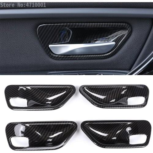 4pcs Carbon Fiber ABS Interior Door Handle Bowl Cover Trim For BMW 3 4 Series f30 f32 f35 316i 318i 320li 2013-2018