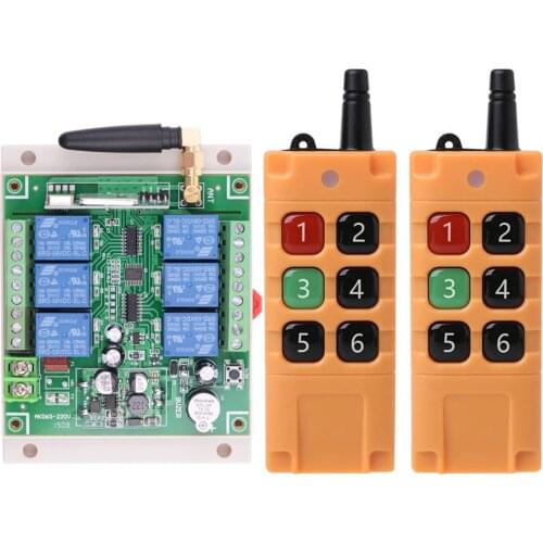 500-2000M DC12V 24V 6CH Wireless Remote Control LED Light Switch Relay Output Radio RF Transmitter 315/433 MHz Receiver