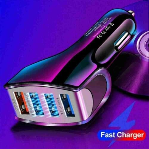 20W 4 Ports Car Charger Quick Charge 3.0 Dual USB Adapter Samsung For iPhone Car-Charger Xiaomi Fast Charging Phone B7F6