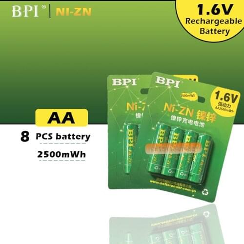 8Pcs BPI Bateria AA Batteries 1.6V Nickel-Zinc 2500mWh Ni-Zn 2A aa Rechargeable Battery