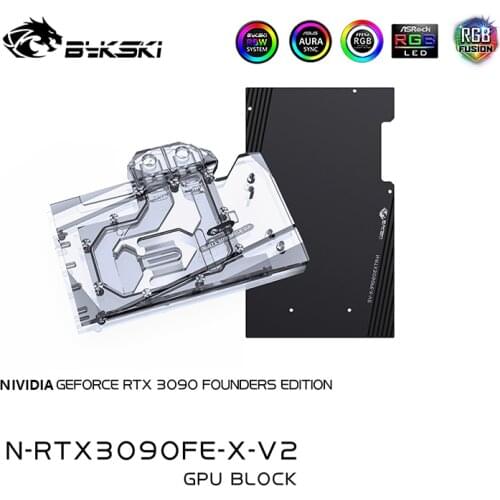 Bykski 3090 GPU Water Cooling Block For NVIDIA RTX3090 Founder Edition, Graphics Card Liquid Cooler System, N-RTX3090FE-X-V2