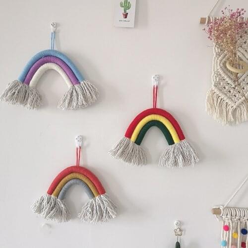 Baby Girl Room Decor Rainbow Hand-woven Hanging Ornaments Wall Decoration Hanging GiftS Kindergarten Childrens Room Accessories