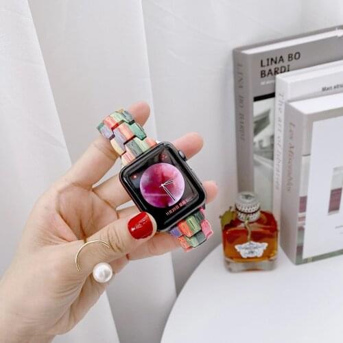 Wooden Loop for Apple Watch Band Series 6 SE 5 4 3 38mm 40mm 42mm 44mm Wristband Wood Strap for IWatch Bracelet Correa Bands