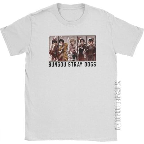 Mens T Shirts Bungou Stray Dogs Anime Pure Cotton Tees Short Sleeve Chuuya Bungo Anime Bsd Dazai Manga Osamu T-Shirts Plus Size