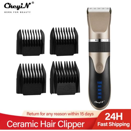 Ceramic Blade Electric Hair Clipper Professional Low Noise Hair Trimmer Length Adjustable Hair Cutting Razor Rechargeable Barber