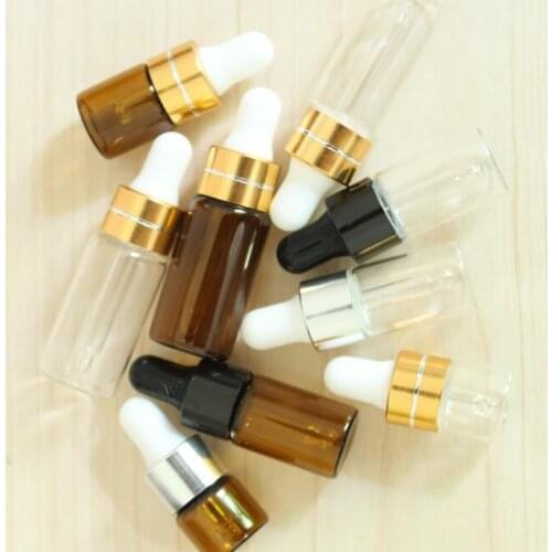 1ml 2ml 3ml 5ml Amber Glass Dropper Bottle Empty Essential Oils Bottles Dropper Refillable Clear Glass Vials
