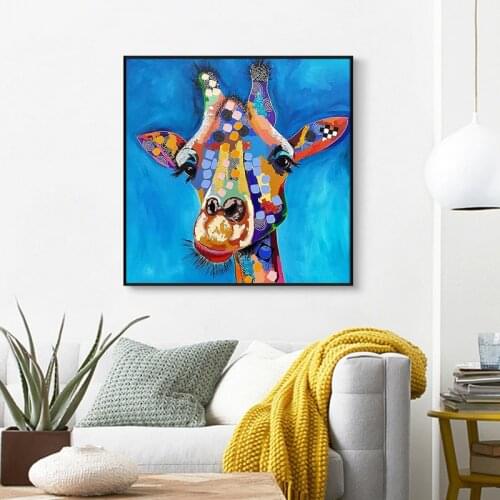 Graffiti Wall Art Canvas Animal Art Picture Poster and Print Wall Art Colorful Giraffe Head Picture for Living Room Home Decor