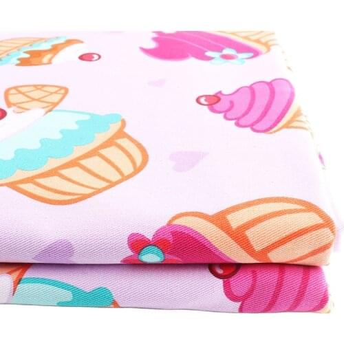 Cotton Fabric 150*50CM Cute Ice cream Cherry Printed Pink for Kids Tablecloth Home Decoration Sewing Textile Bags materials DIY