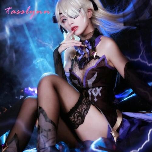 Game Genshin Impact Cosplay Fischl Dress Uniform Outfit Games Fischl Cosplay Costumes Sexy Dress for Geek Girls