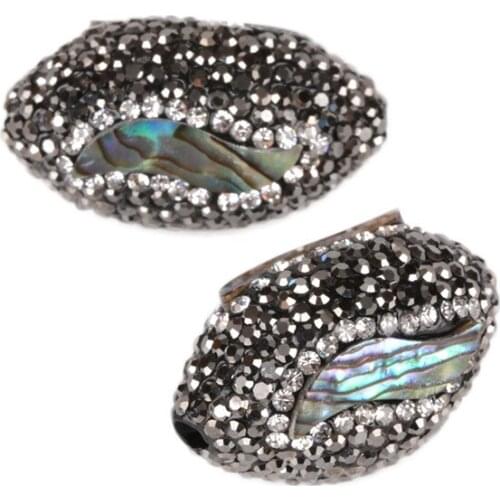 KEJIALAI 5pcs/lot Rhinestone Shell Pearl Charms Connectors for DIY Jewelry Making Accessories Natural Stone Crystal Egg Shape