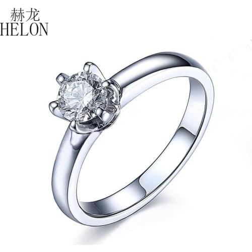 HELON Moissanite Ring 925 Sterling Silver 0.5ct Lab Grown Moissanite Diamond Engagement Ring For Women Birthday Best Gift
