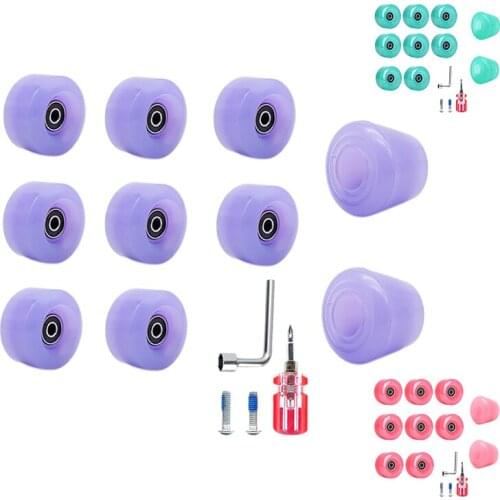 Roller Skate Wheels With Bearings And Toe Stoppers Roller Skate Brake Block Durable 82A Skateboard Wheels Parts