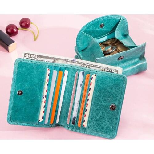 Contacts Women Short Wallets Genuine Leather Mini Coin Purse Fashion Money Bag Femal Card Holder Wallet Gift for Girls Cartera
