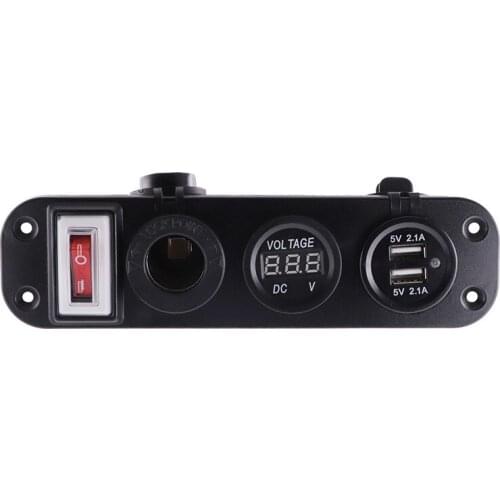3 Holes Marine Toggle Switch Panel With Dual USB Charging Ports Digital Voltmeter For Boats Yachts Cars And Trucks