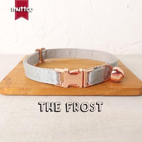 MUTTCO retail with platinum high quality metal buckle collar for cat THE FROST design cat collar 2 sizes UCC112M