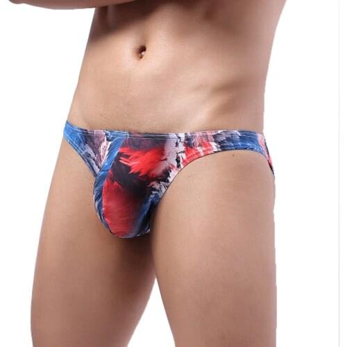 Sexy Men Briefs Jockstrap Penis Pouch String Homme Printed Underwear Ultra-thin Slip Homme Panties Cuecas Underpants Bikini 2XL
