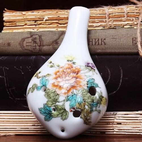 6 Holes Ocarina Students Chinese Style Stage Performance Colorful Plants Printed Orff Musical Instruments for Beginners 2021 New